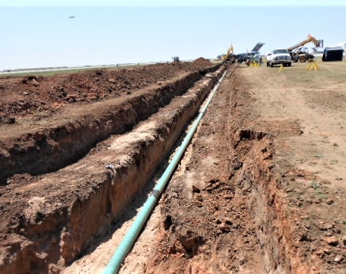 A fuel transfer pipeline being installed underground