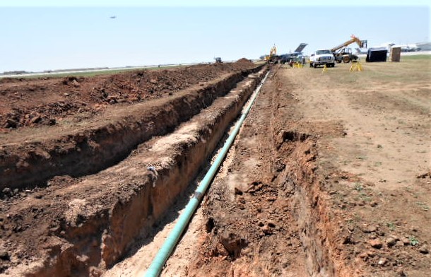 A fuel transfer pipeline being installed underground