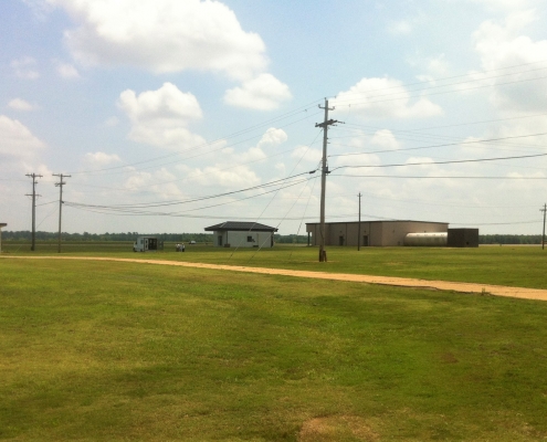 Grass around the refueler parking facility