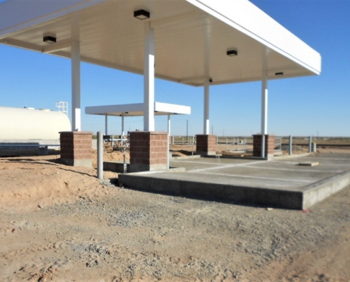 A progress photo of constructing a fueling range site