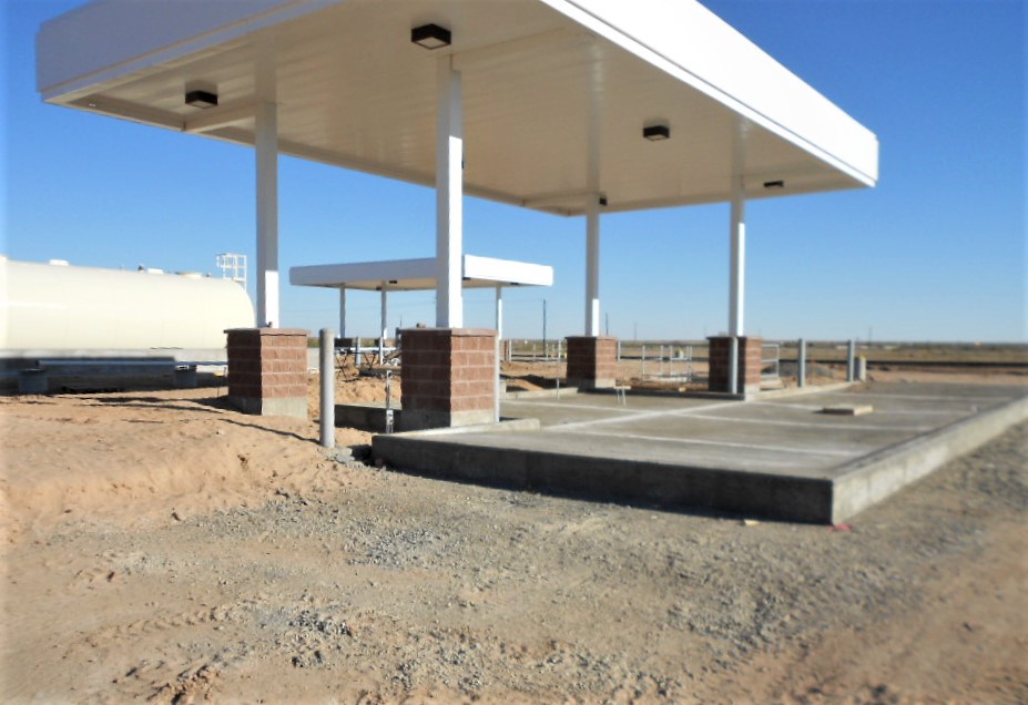 A progress photo of constructing a fueling range site