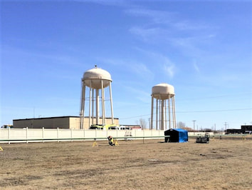 A staging pipe at the Minot Air Force Base Fuel Pipeline replacement