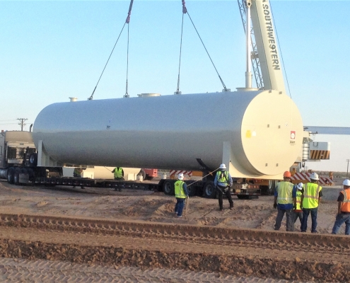 Installing a 50,000 gallon factory fabricated double wall above ground JP-8 fuel storage tank