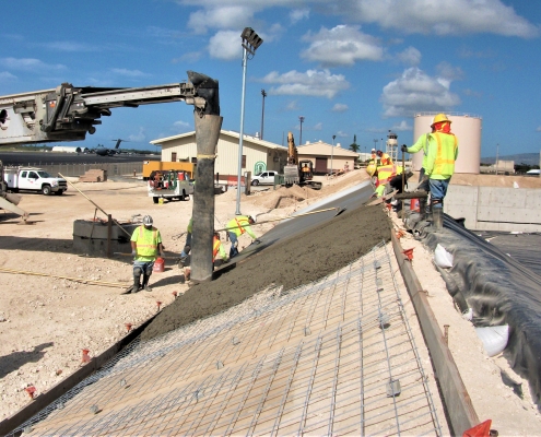 Pouring concrete for the fuel containment area