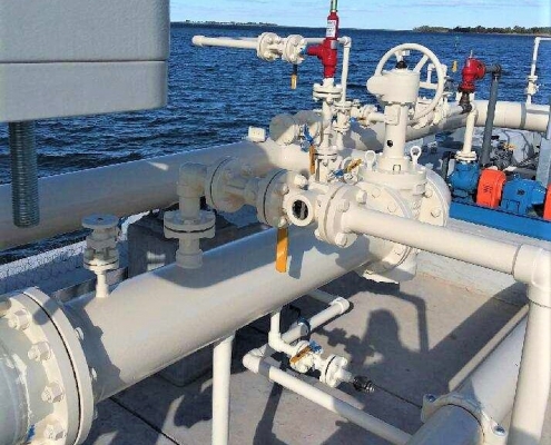 Newly installed fuel equipment on a fueling pier