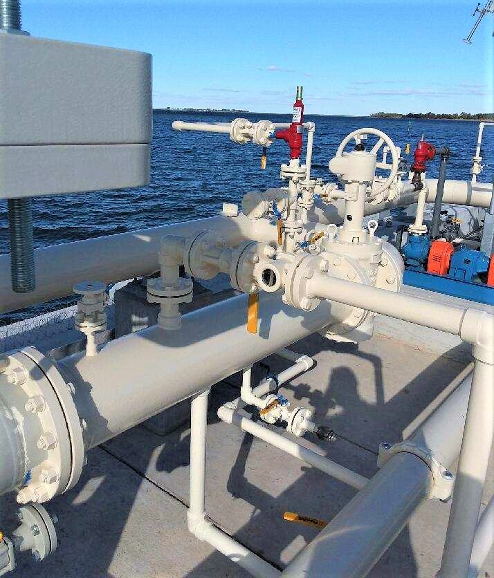 Newly installed fuel equipment on a fueling pier