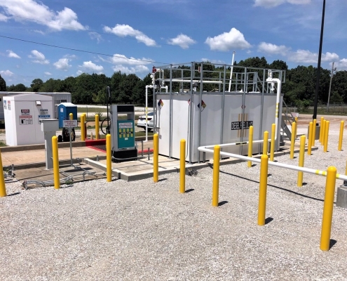 A fueling station at Camp Crowder