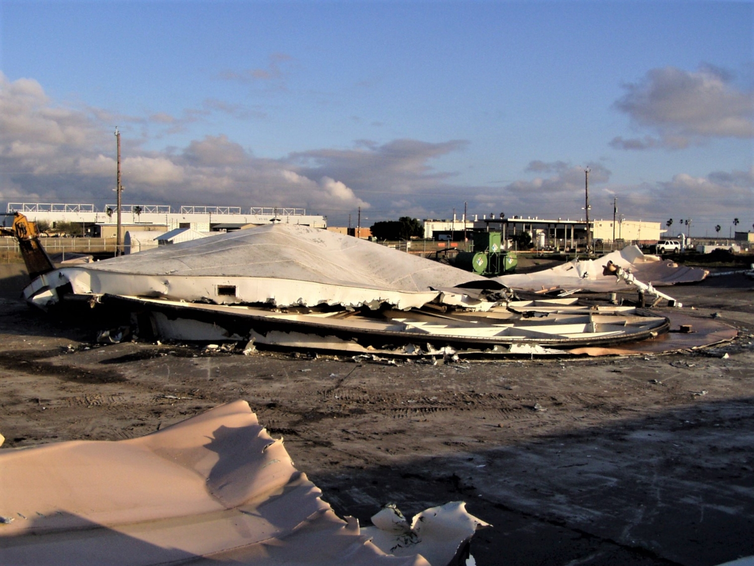 partially demolished fuel tanks