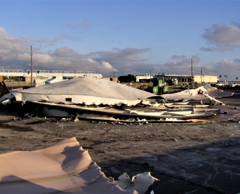 partially demolished fuel tanks