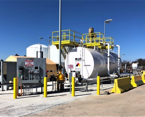 ground storage tank and OSHA compliant tank platform and stairs.